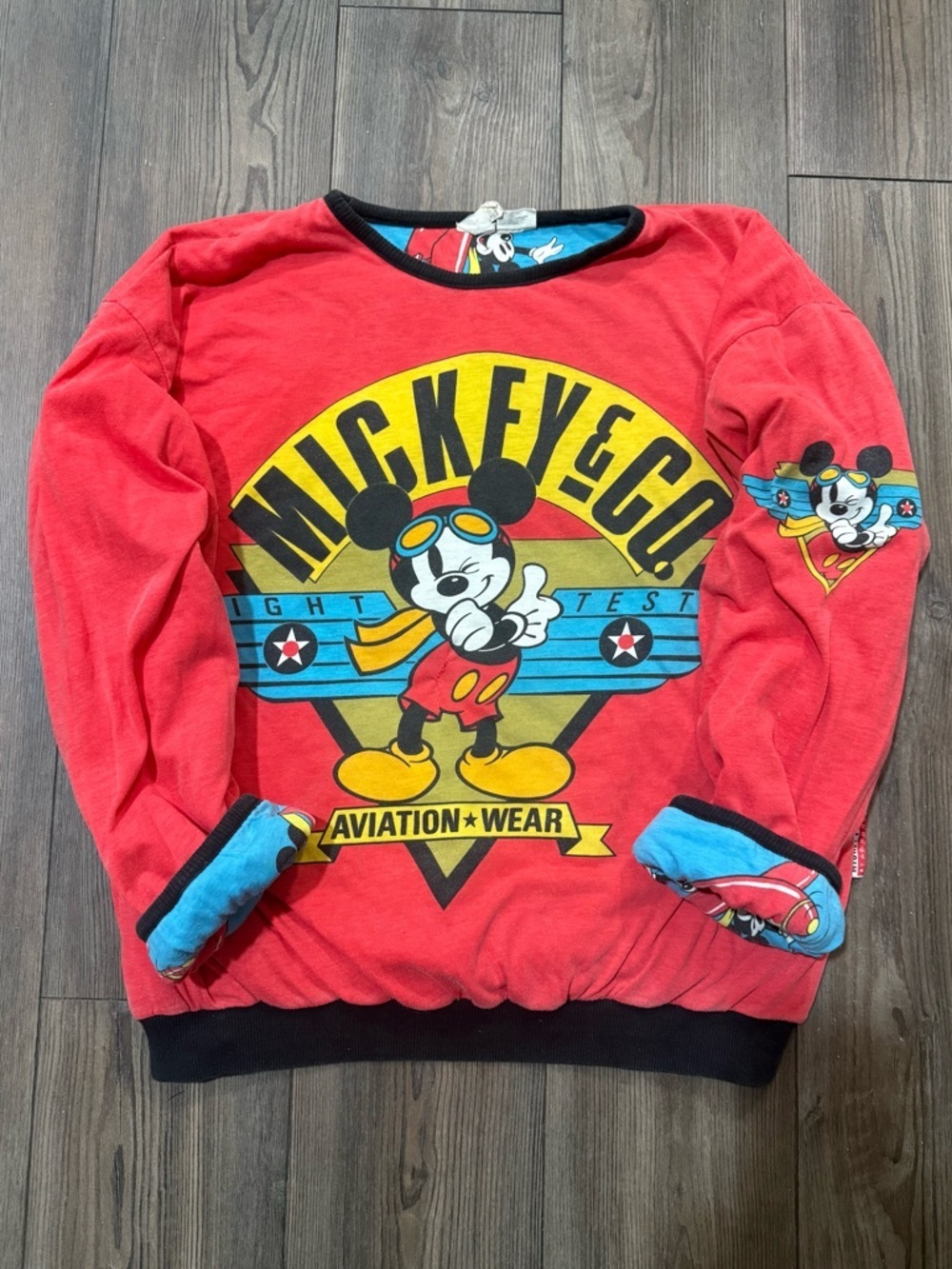 Vintage 90s Mickey Mouse Aviation Sweatshirt OSFM Disney JG Hook Rare